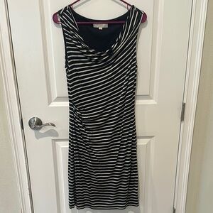 LOFT Black & Crème Midi Tank Dress Size Medium